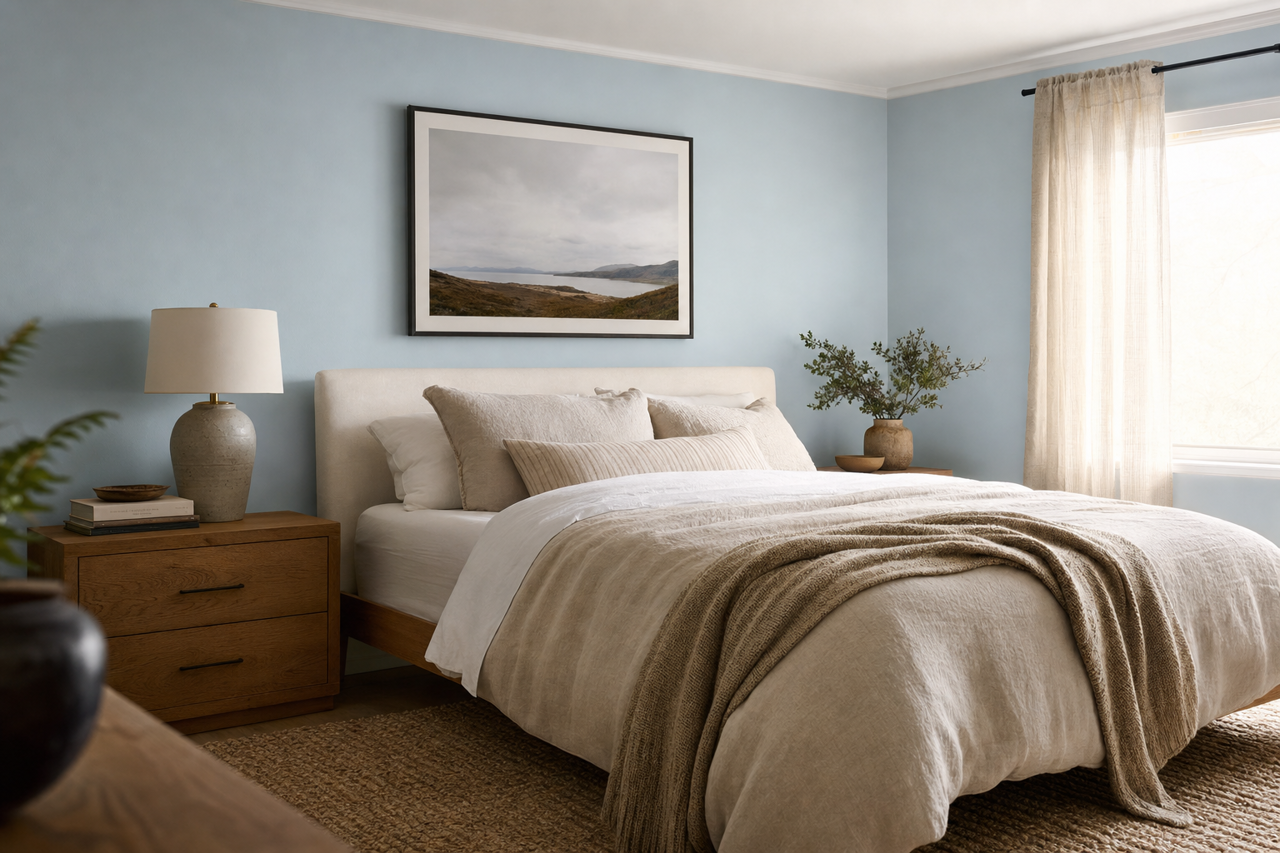 Blue Heather by Benjamin Moore on interiors