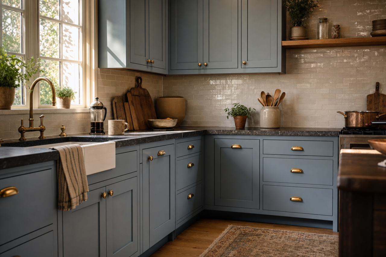 Mineral by Benjamin Moore on cabinets
