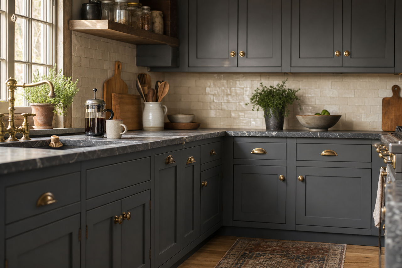 Westcott Navy by Benjamin Moore on cabinets