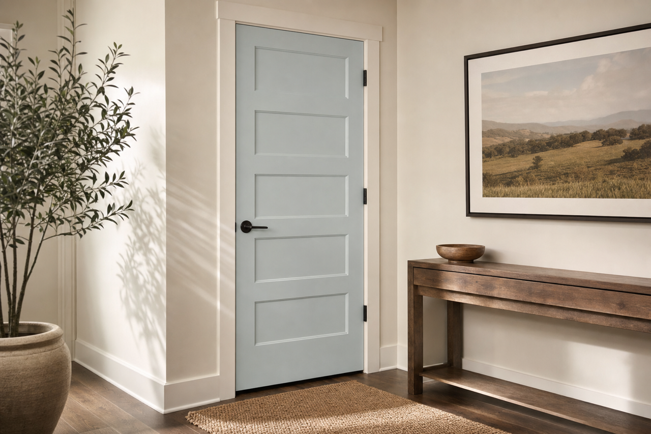Blue Lace by Benjamin Moore on interior-doors