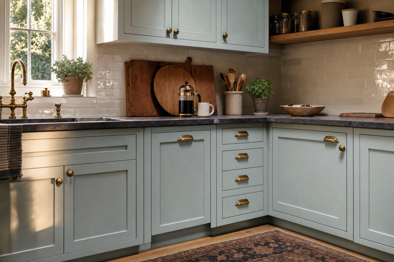 Gentle by Benjamin Moore on cabinets