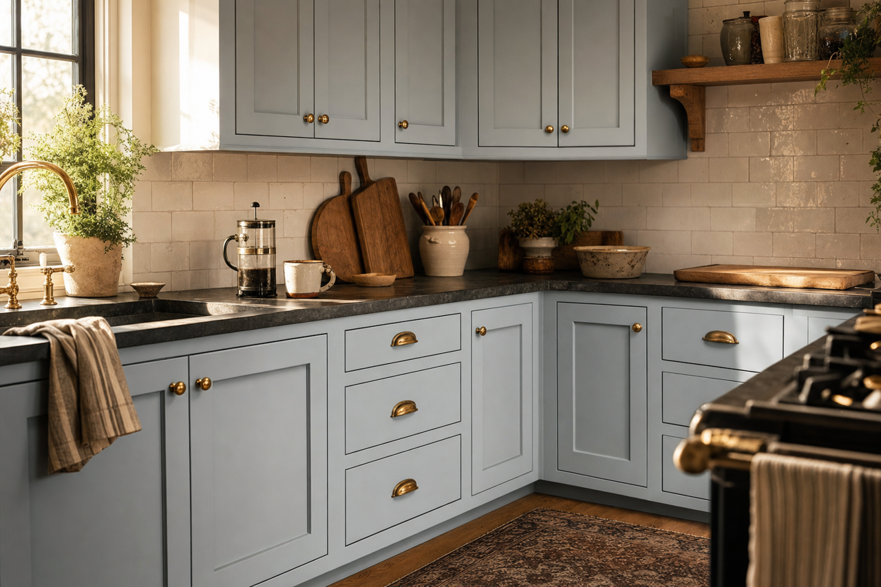 Manor by Benjamin Moore on cabinets