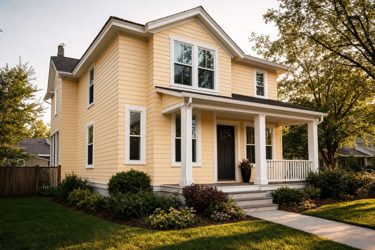 Somerset Peach by Benjamin Moore on exterior