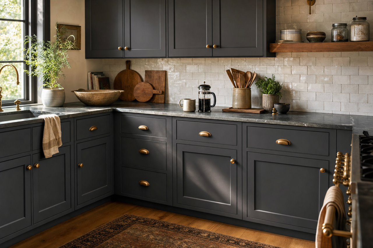 Midnight by Benjamin Moore on cabinets