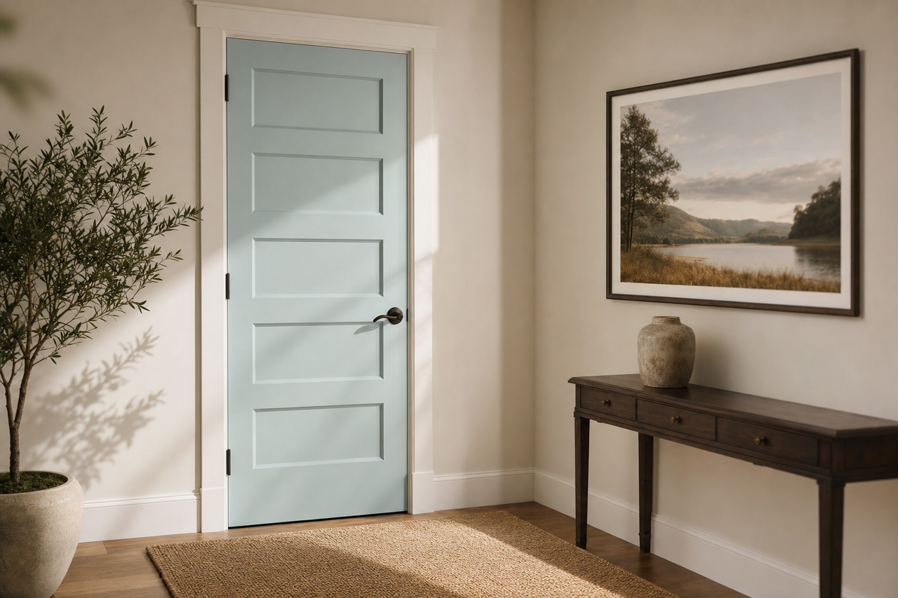 Brittany Blue by Benjamin Moore on interior-doors