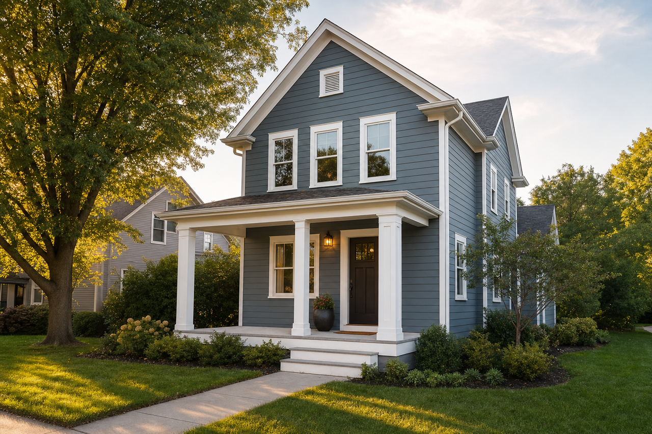 Blue Spruce by Benjamin Moore on exterior