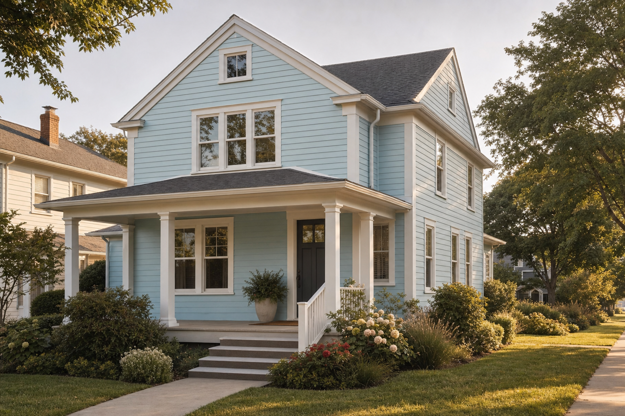 Dusky Blue by Benjamin Moore on exterior