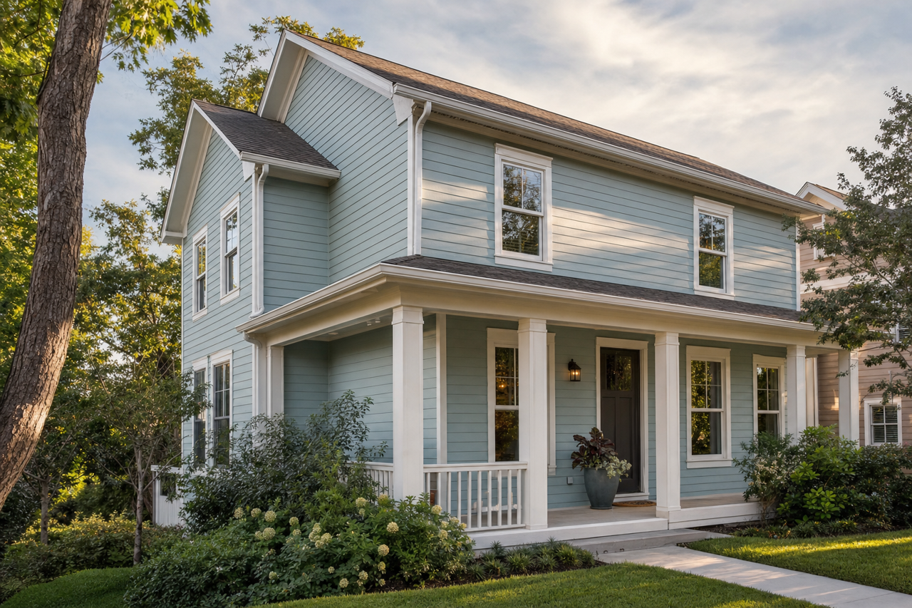 Blue by Benjamin Moore on exterior