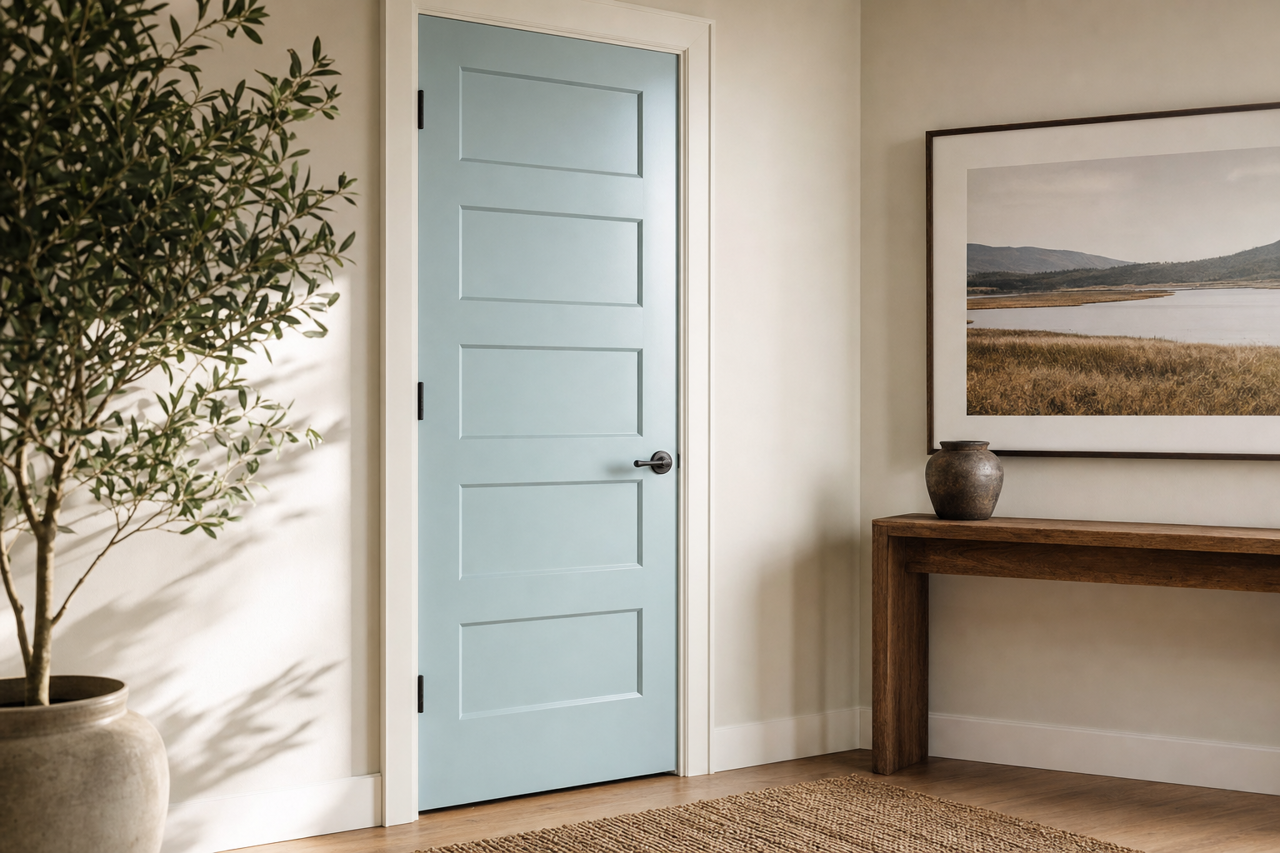 Blue by Benjamin Moore on interior-doors