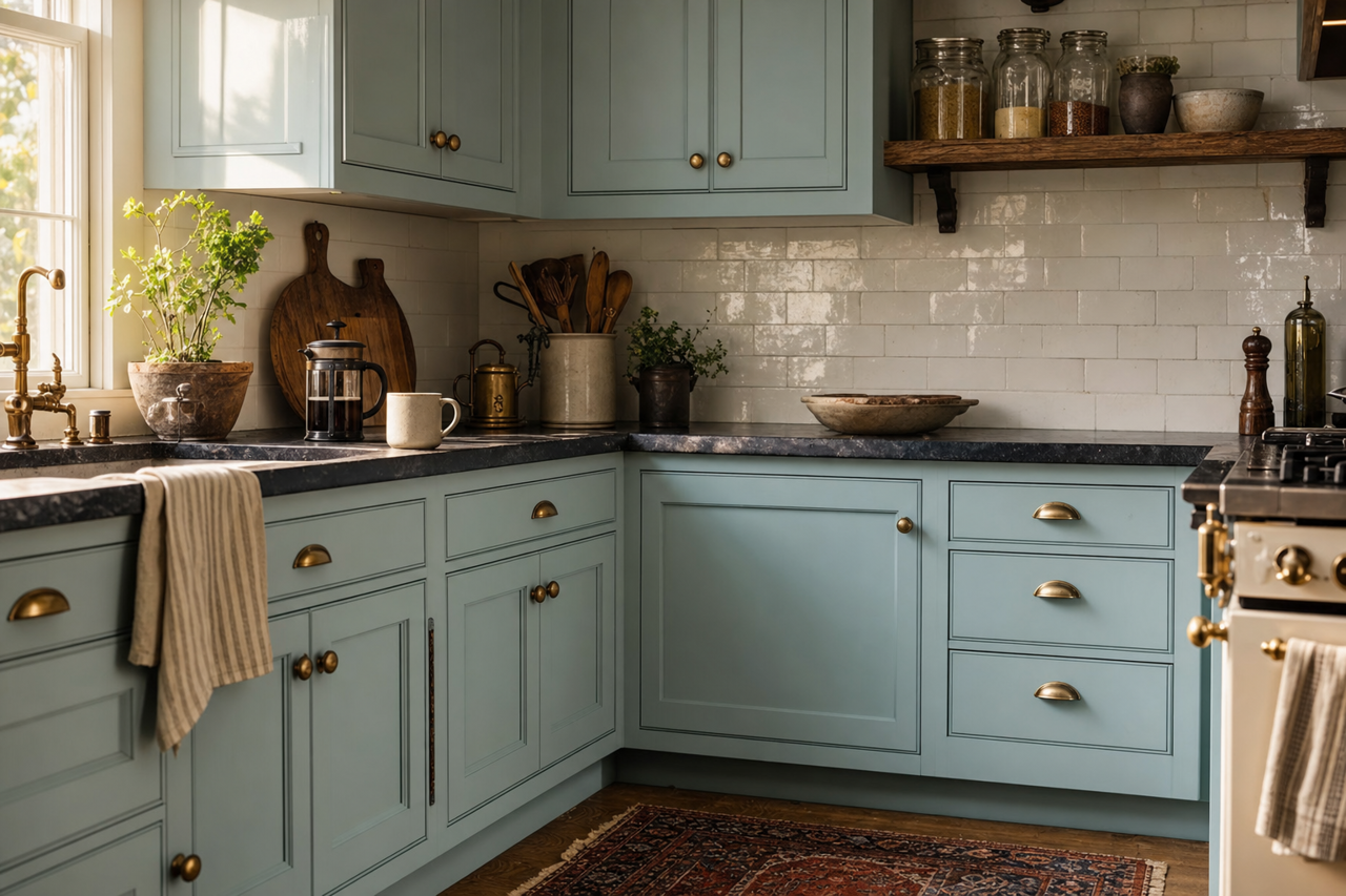 Cape by Benjamin Moore on cabinets