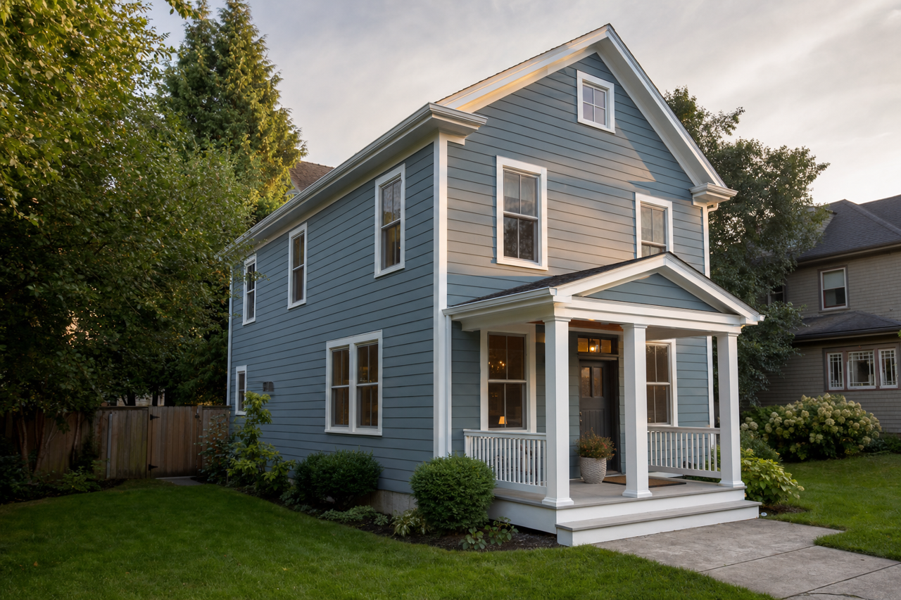 Blue by Benjamin Moore on exterior
