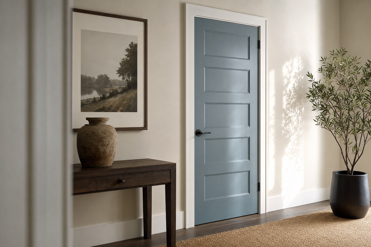 Blue by Benjamin Moore on interior-doors