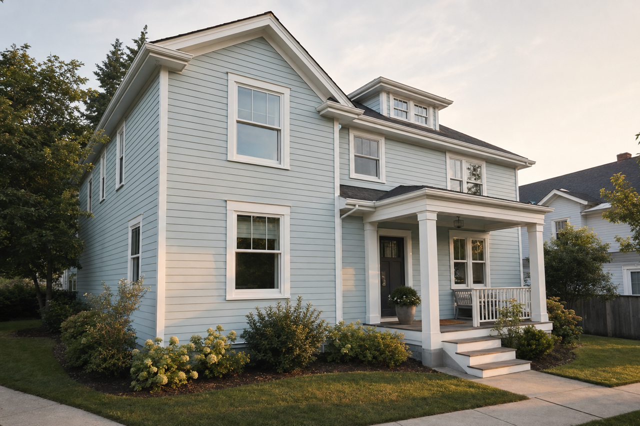 Silvery Blue by Benjamin Moore on exterior