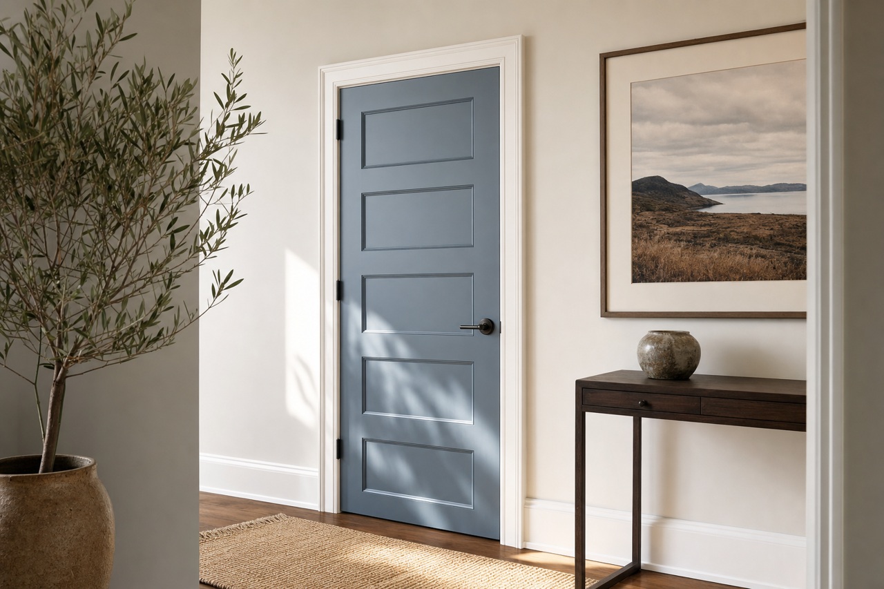 Stillwater by Benjamin Moore on interior-doors