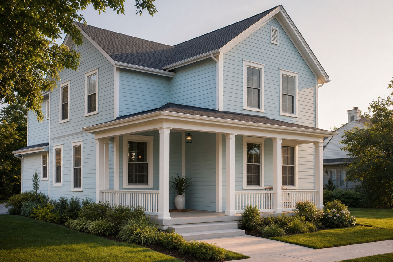 Blue by Benjamin Moore on exterior