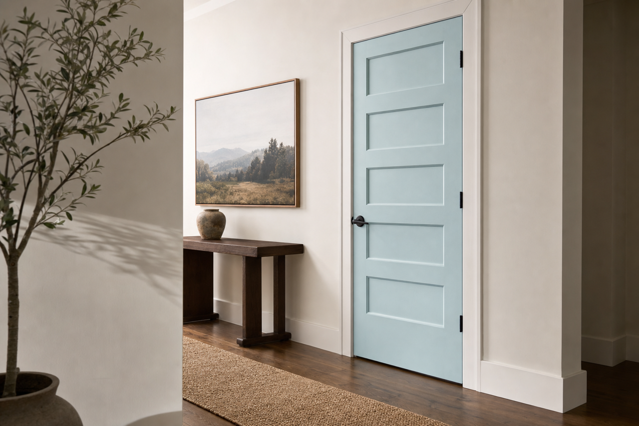 Blue by Benjamin Moore on interior-doors