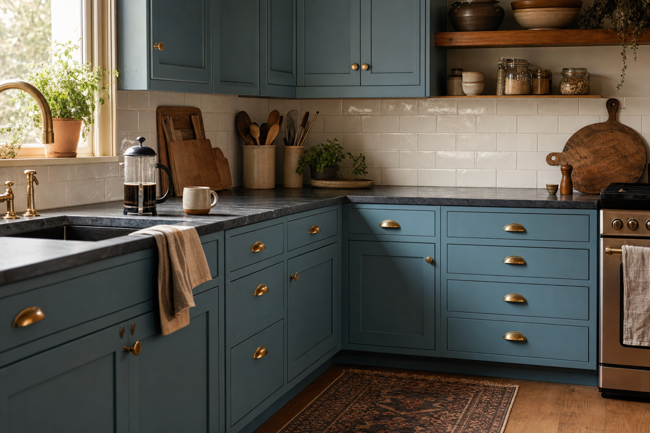 Lakeside by Benjamin Moore on cabinets