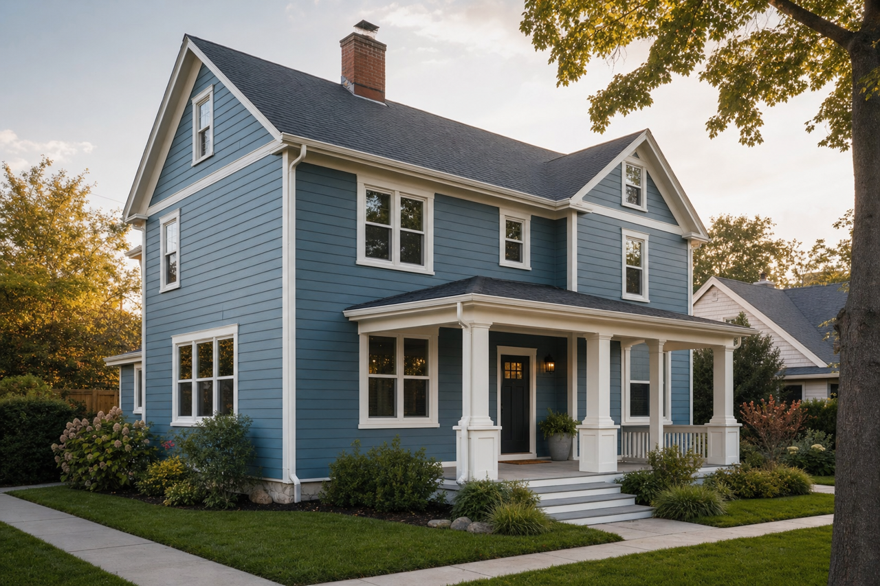 Mozart Blue by Benjamin Moore on exterior