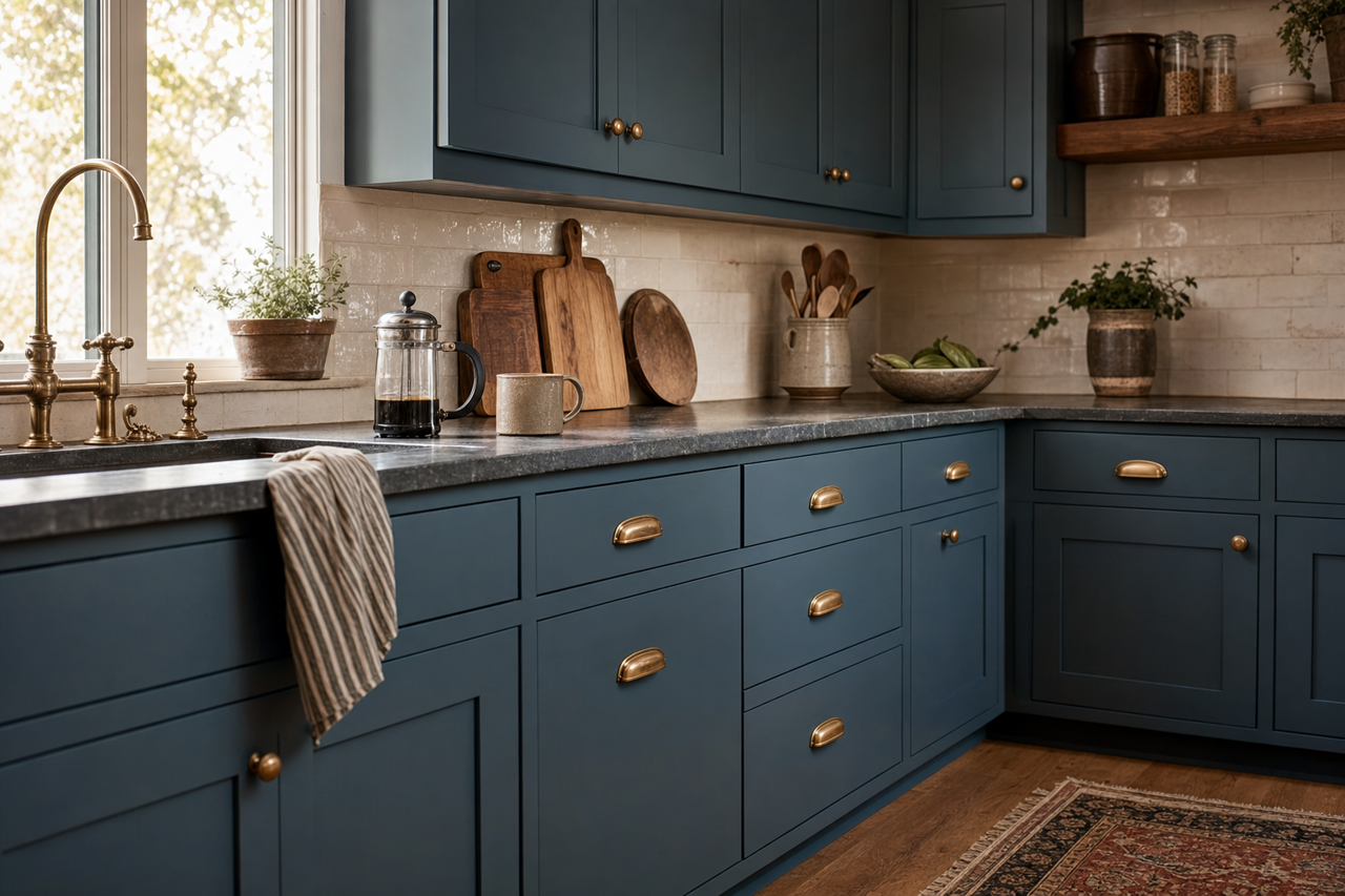 In the Midnight Hour by Benjamin Moore on cabinets