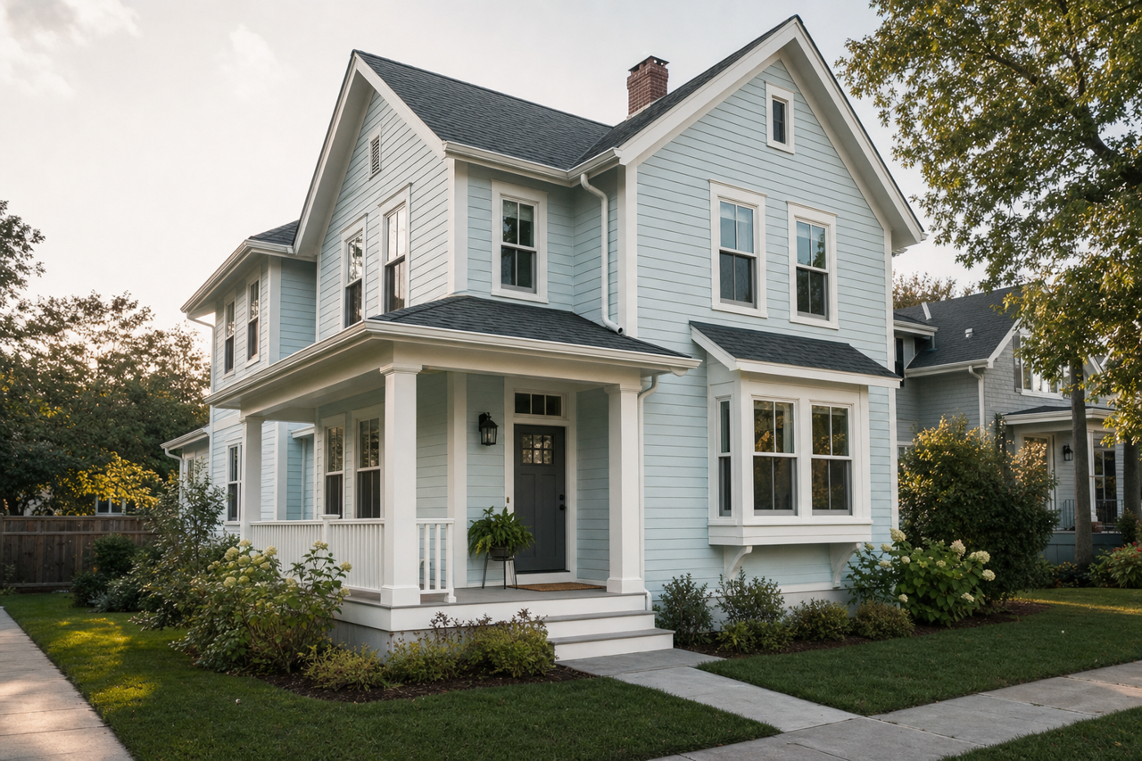Blue by Benjamin Moore on exterior