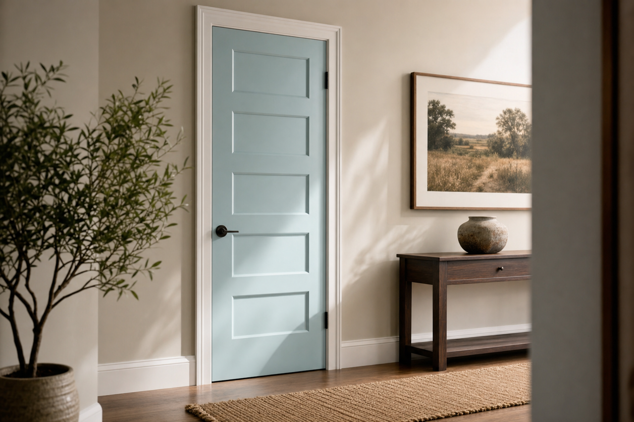 Blue by Benjamin Moore on interior-doors