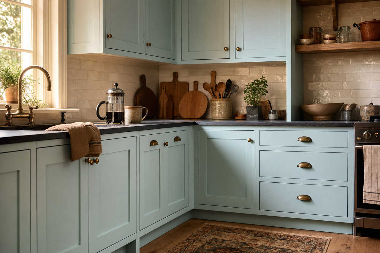 Polar by Benjamin Moore on cabinets