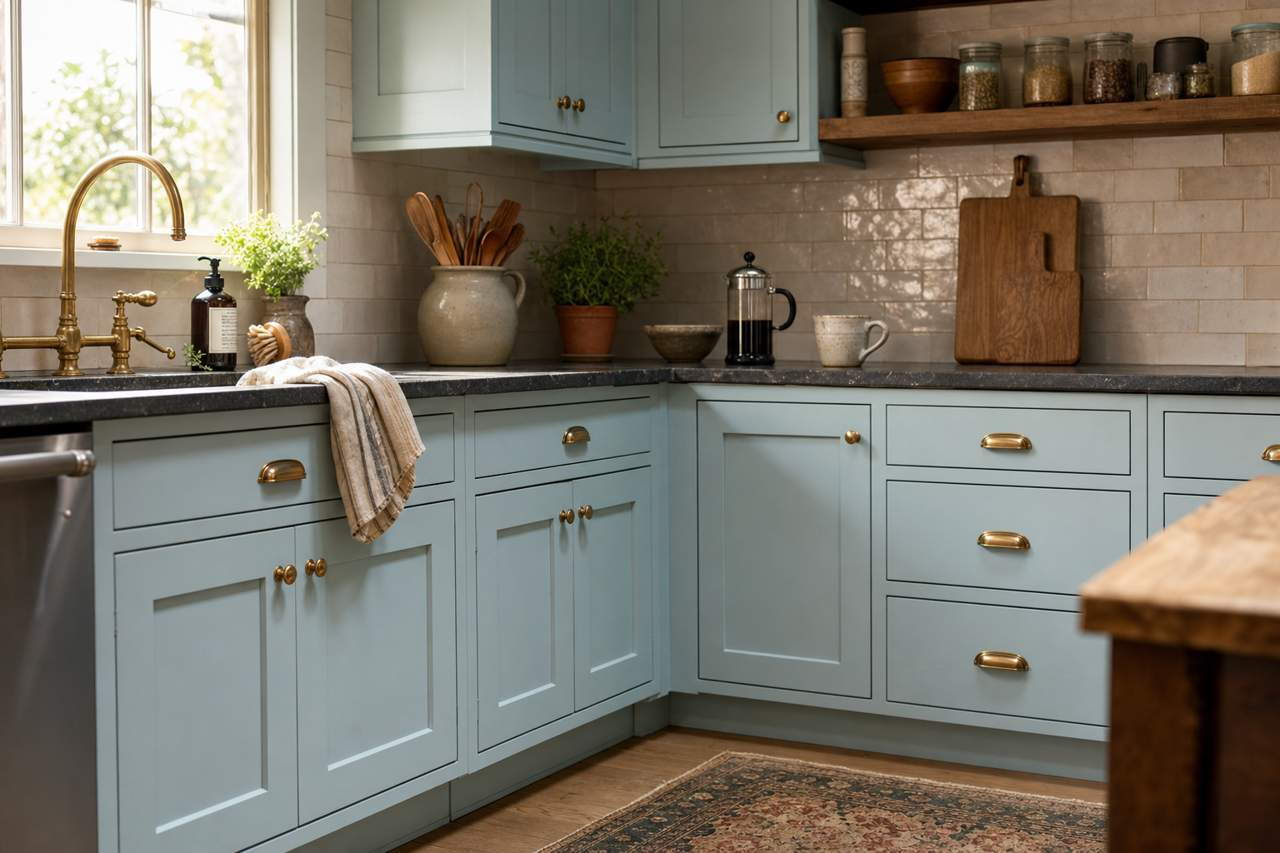 Under the Big Top by Benjamin Moore on cabinets