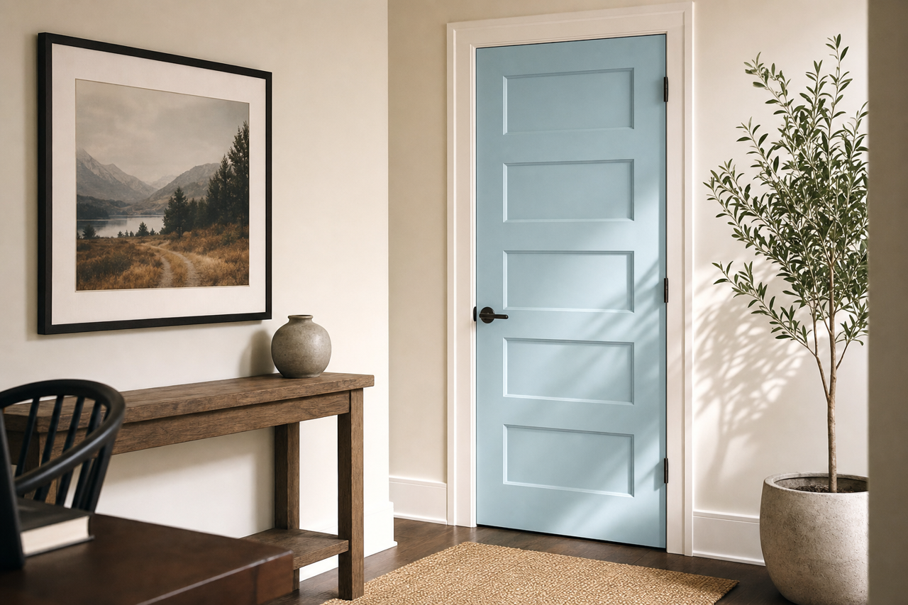 Northern Air by Benjamin Moore on interior-doors
