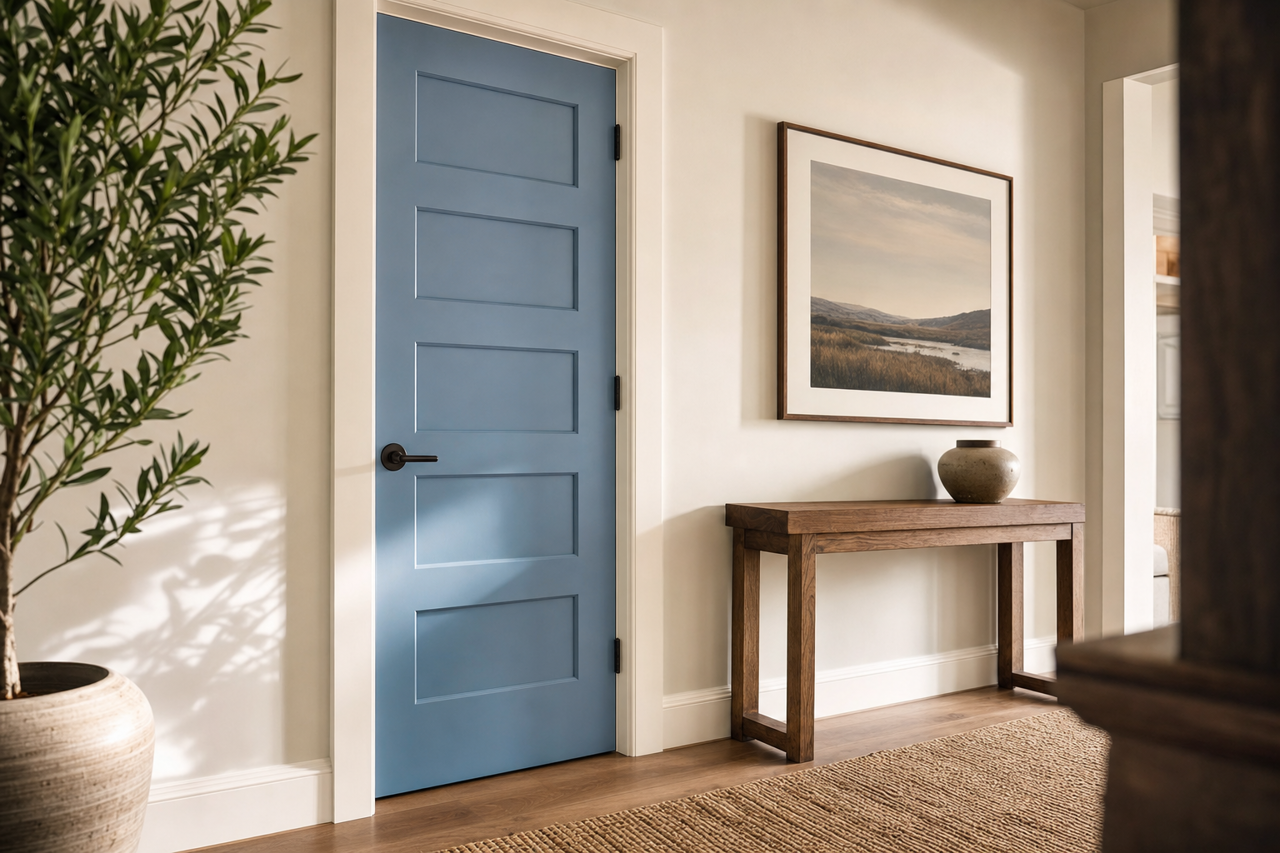 Blue by Benjamin Moore on interior-doors
