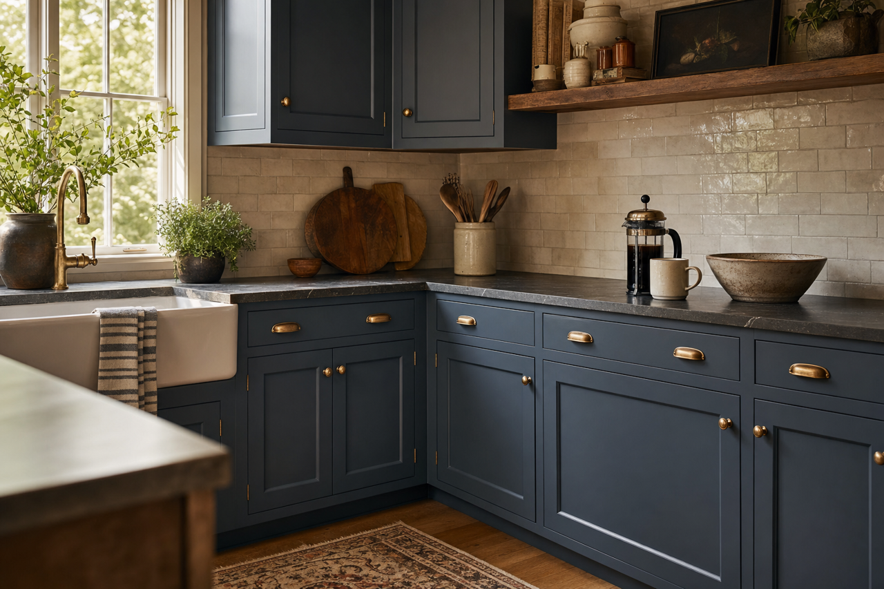 Hudson Bay by Benjamin Moore on cabinets