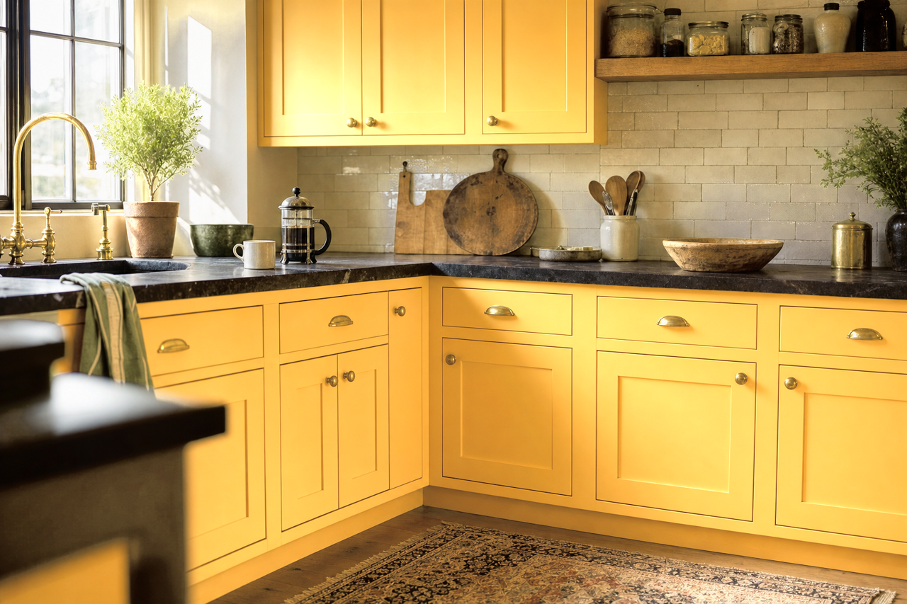 Sunny by Benjamin Moore on cabinets