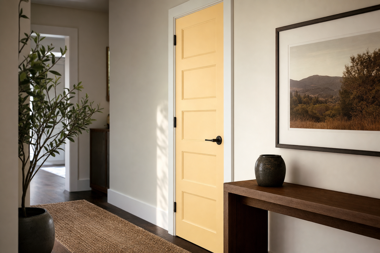 Goldtone by Benjamin Moore on interior-doors