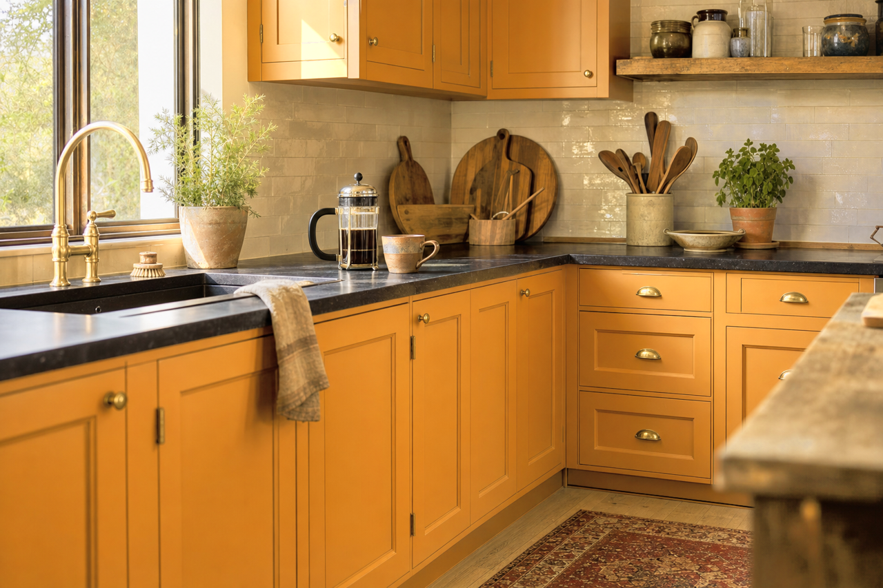 Glowing by Benjamin Moore on cabinets
