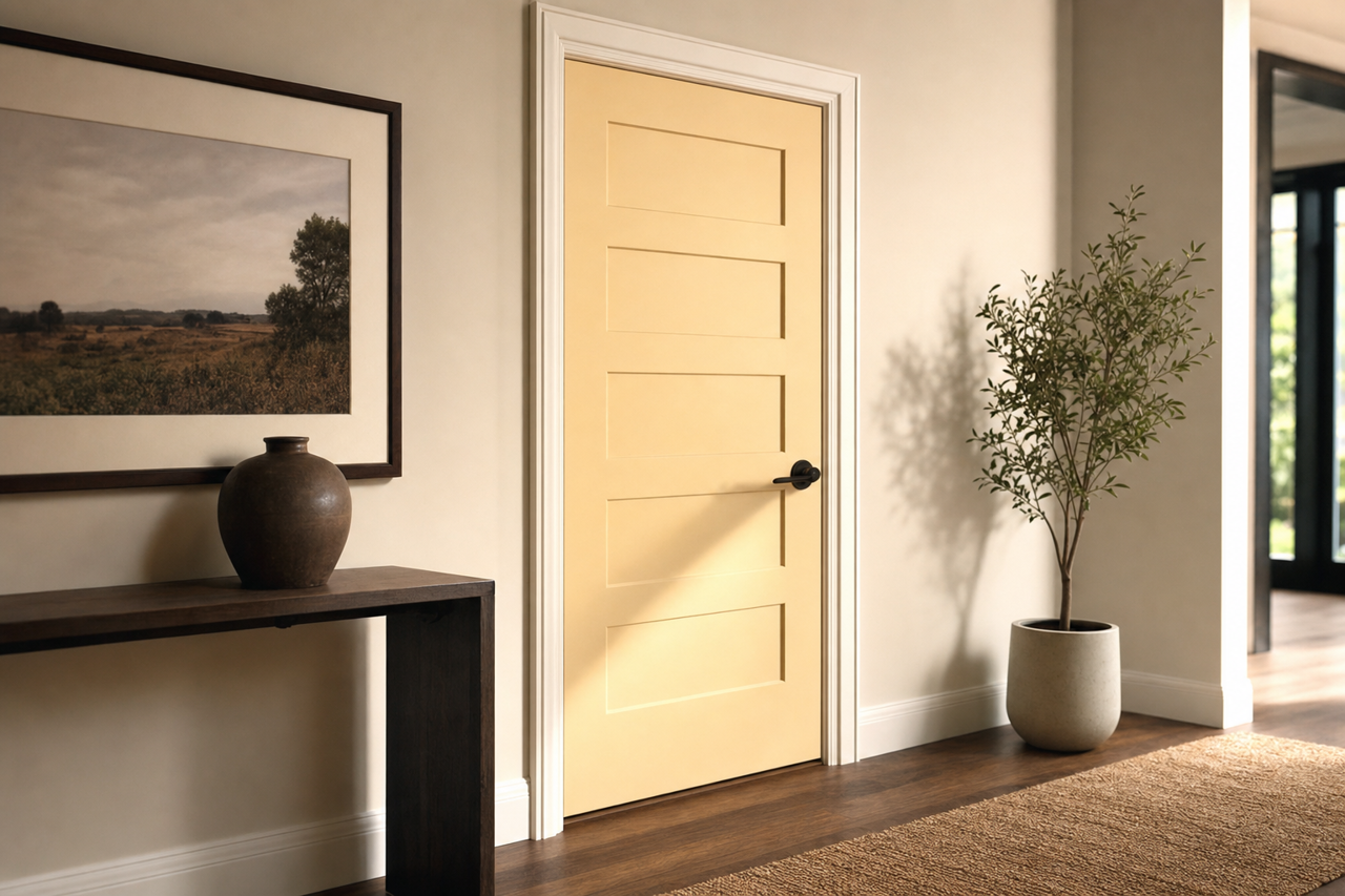 Ivory Lustre by Benjamin Moore on interior-doors