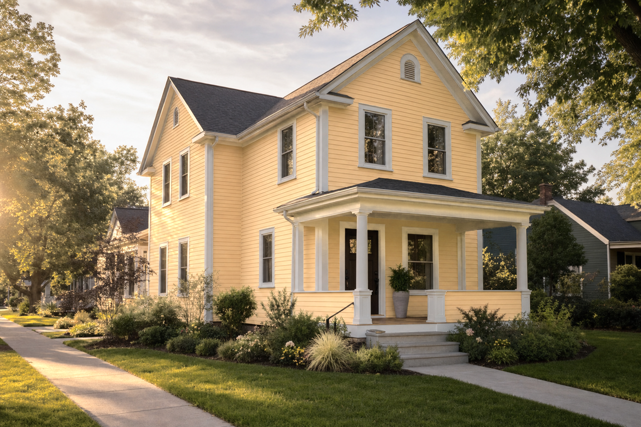 Goldfinch by Benjamin Moore on exterior