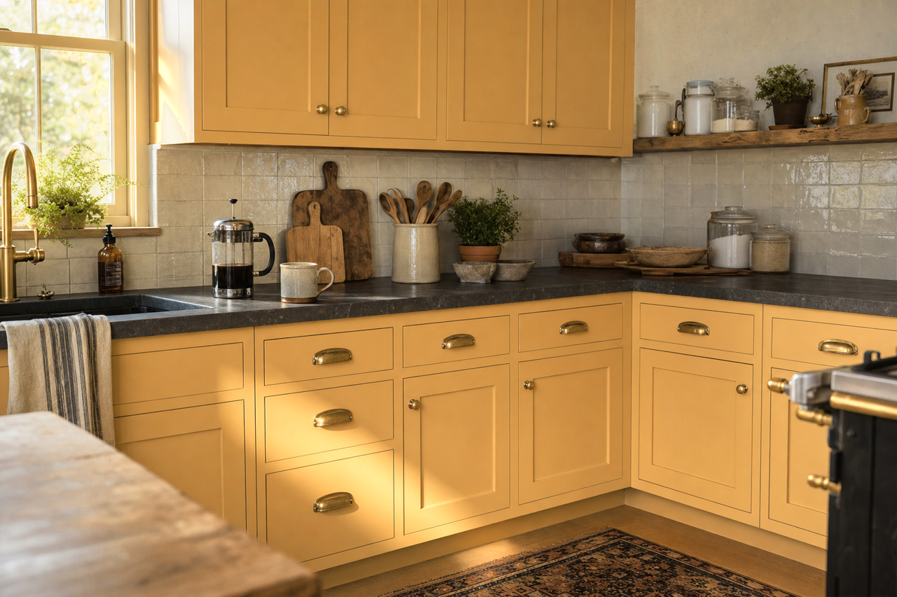 Morgan Hill Gold by Benjamin Moore on cabinets
