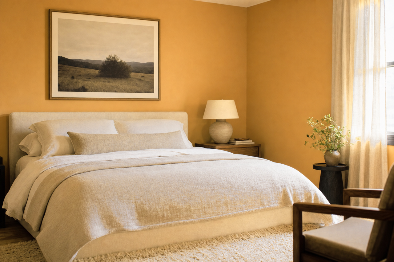 Morgan Hill Gold by Benjamin Moore on interiors