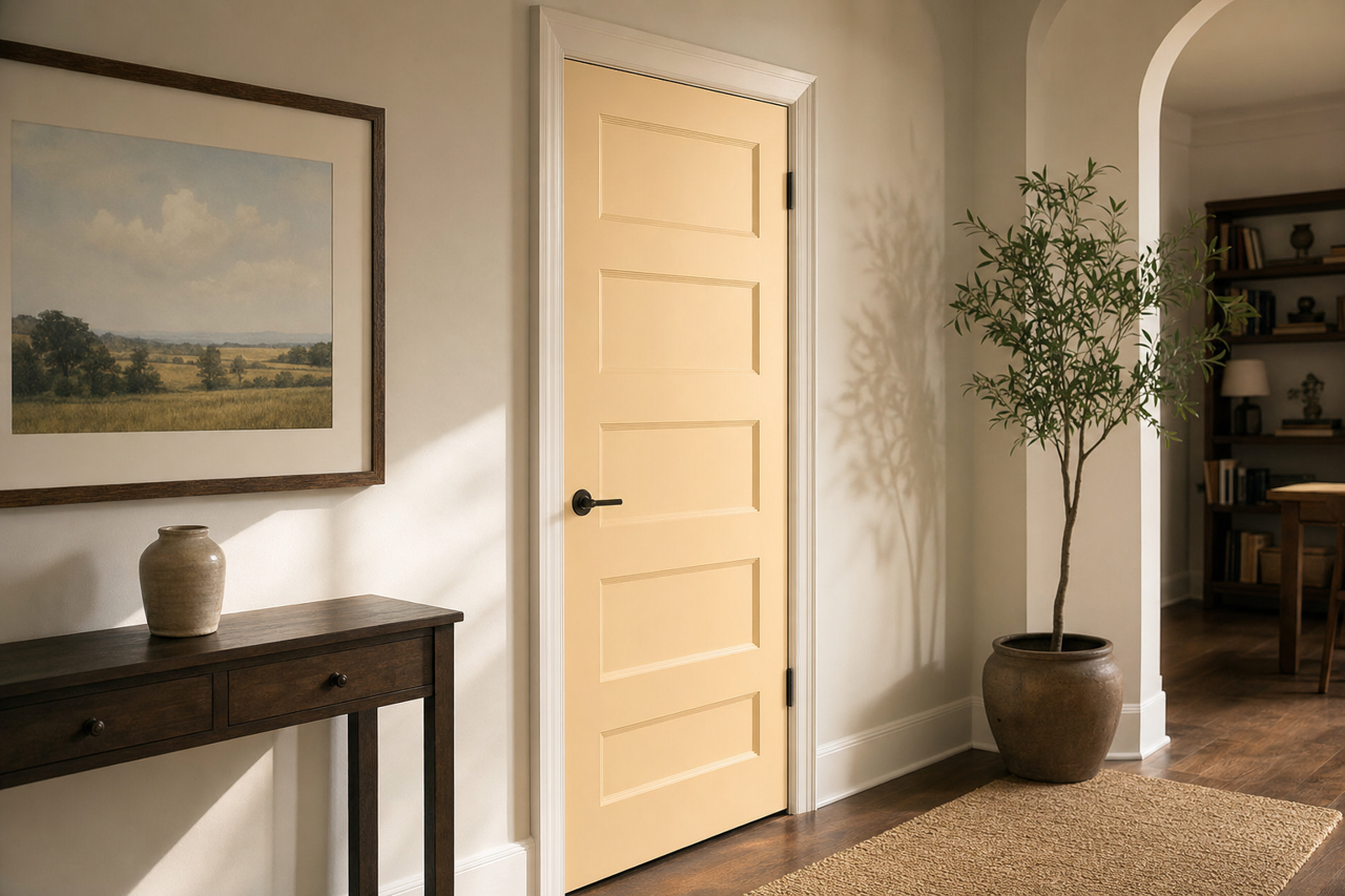 Macadamia Nut by Benjamin Moore on interior-doors