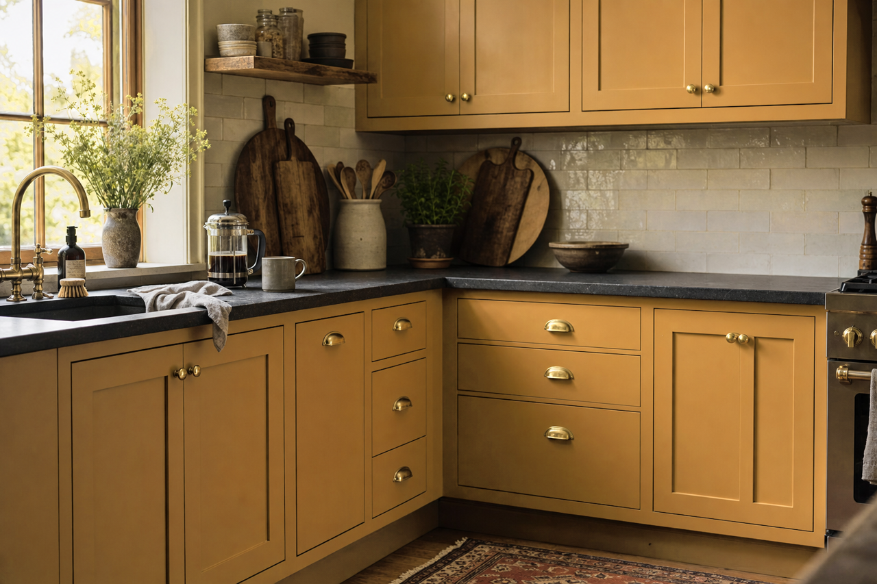 Goldenhurst by Benjamin Moore on cabinets