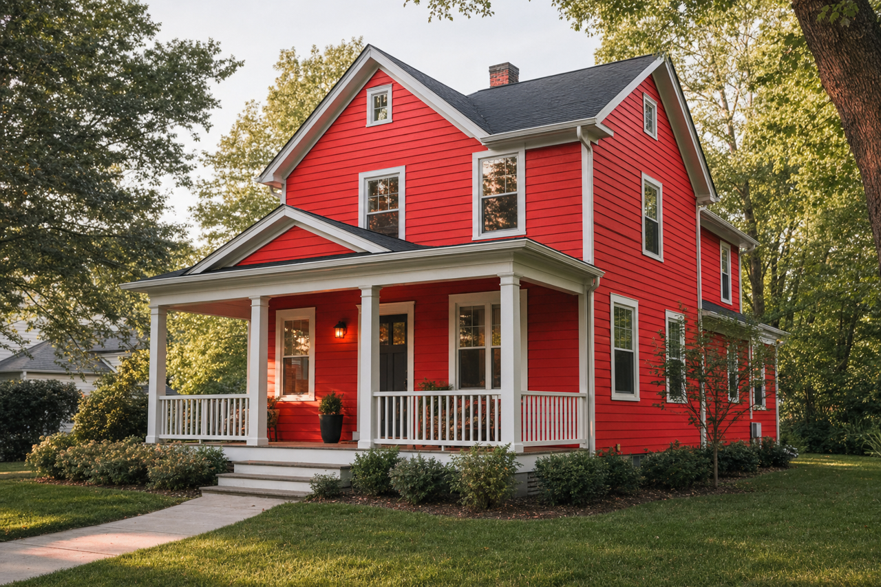 Red by Benjamin Moore on exterior