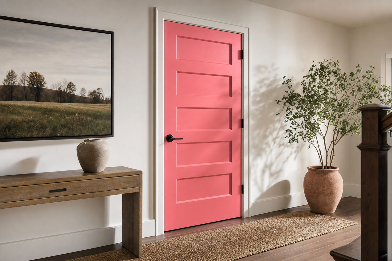 Strawberry by Benjamin Moore on interior-doors