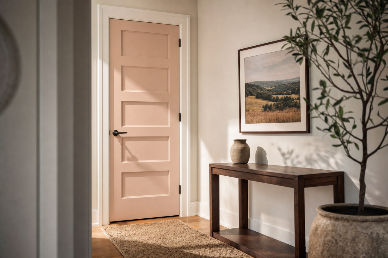 Blushing Bride by Valspar on interior-doors
