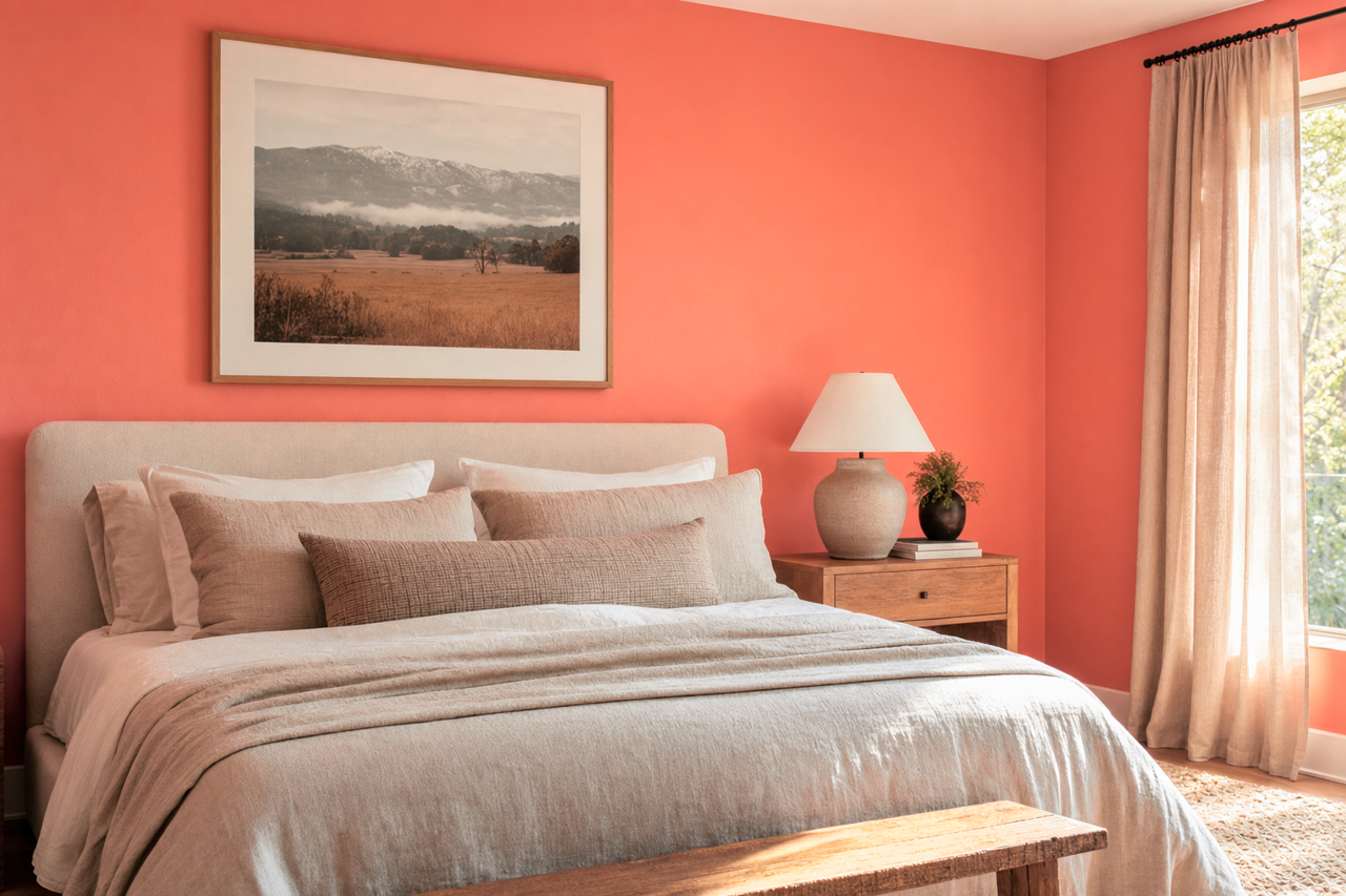 Coral Passion by Valspar on interiors