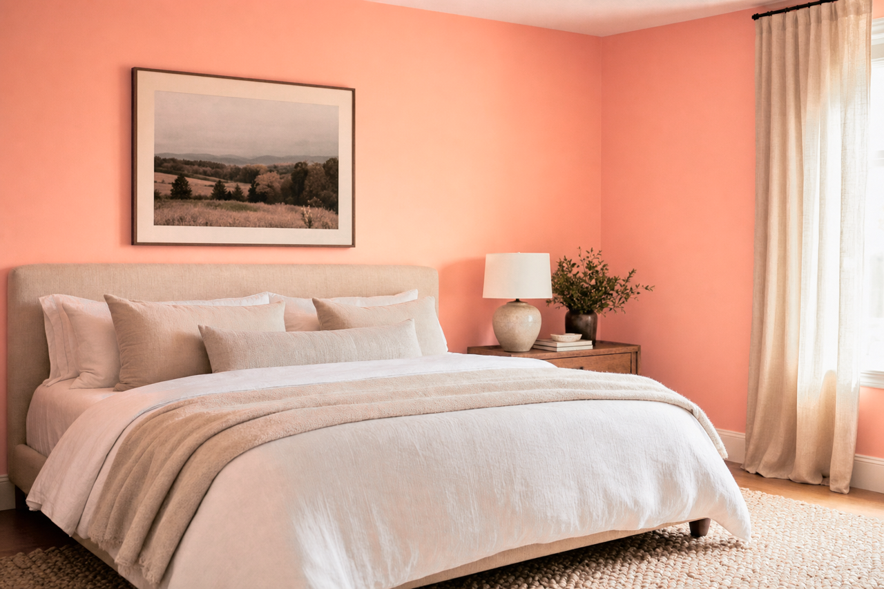 Simply Coral by Valspar on interiors