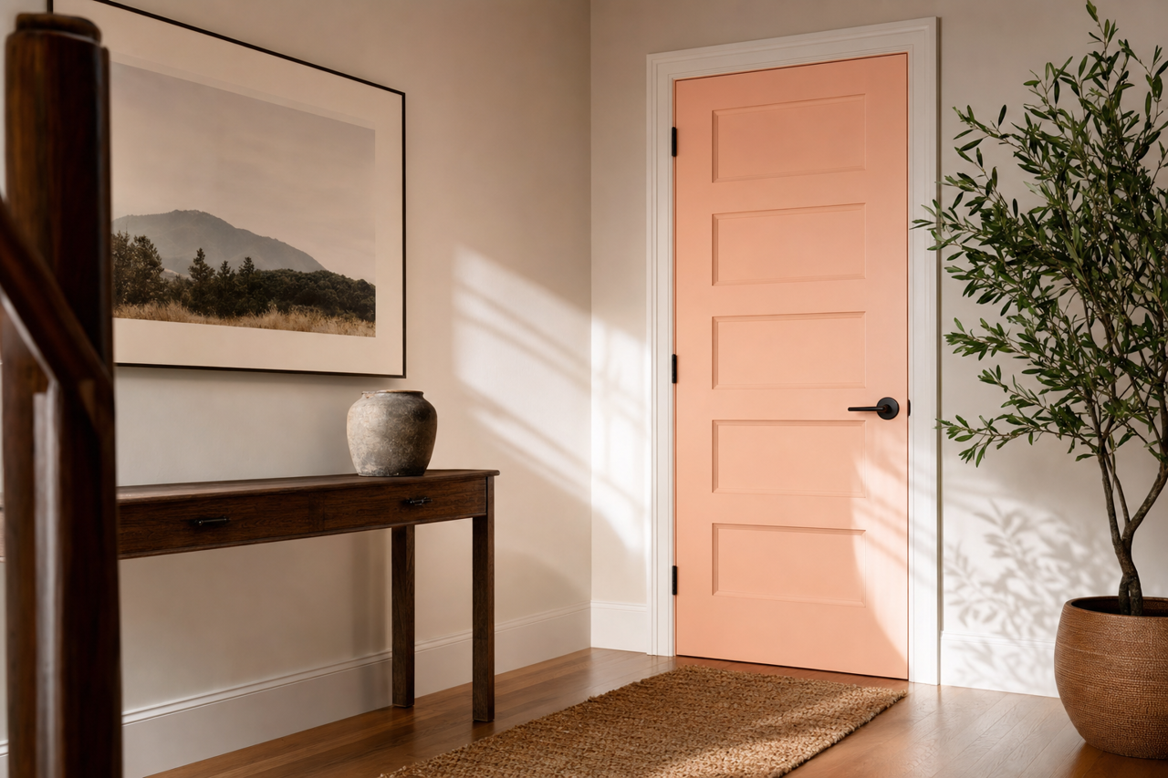 Coral Mist by Valspar on interior-doors