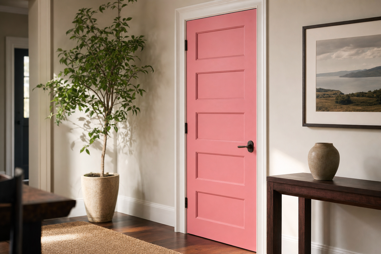 Strawberry Pink by Valspar on interior-doors