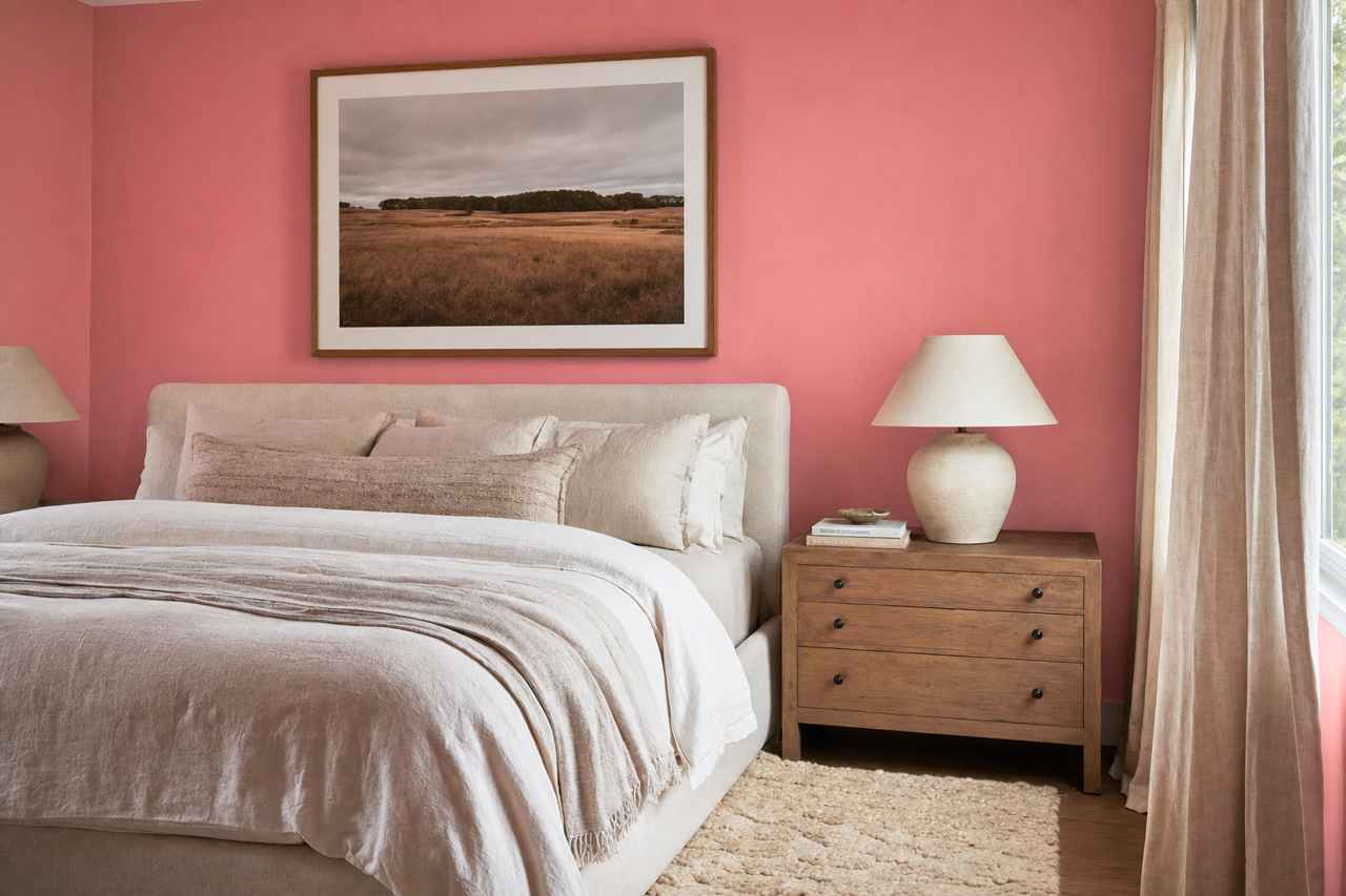 Strawberry Pink by Valspar on interiors
