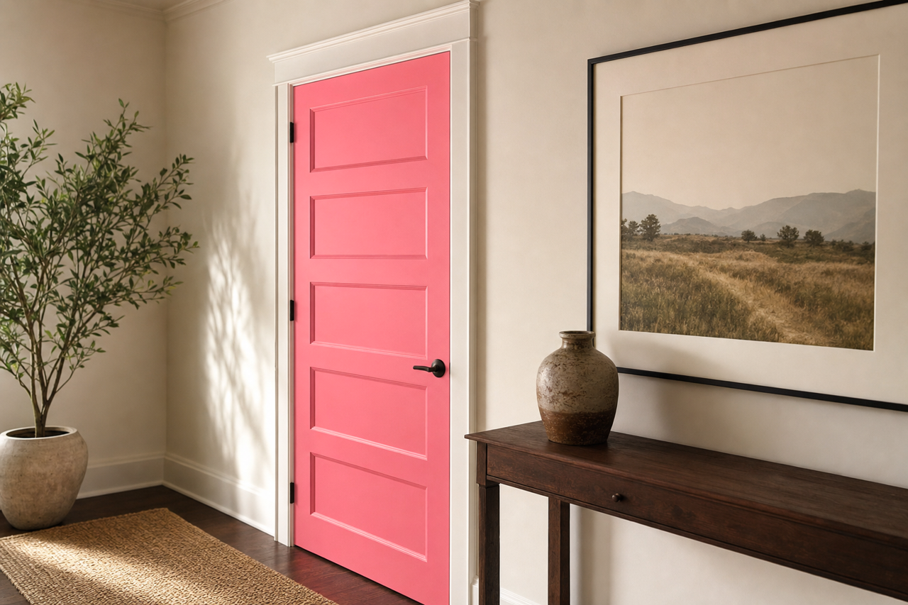 Pink by Benjamin Moore on interior-doors
