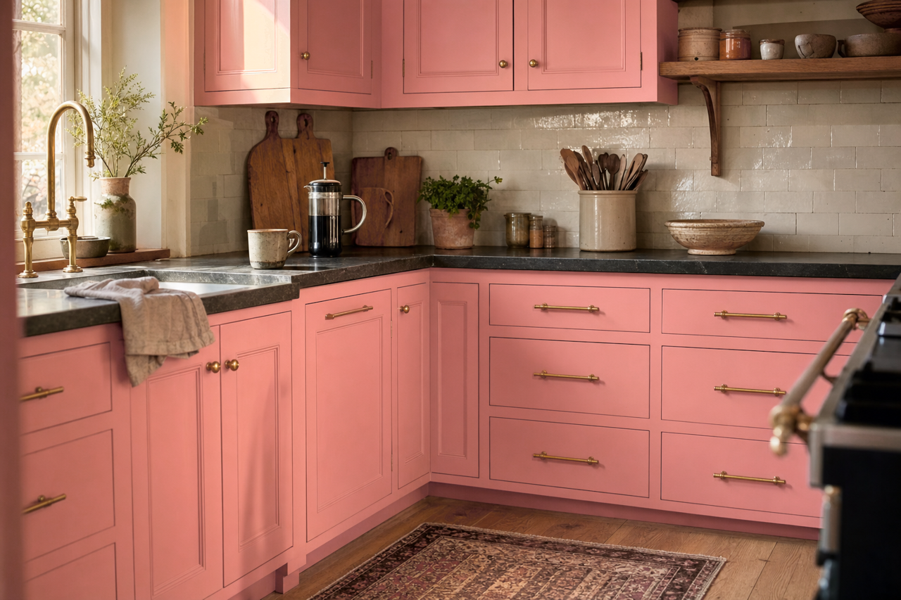 Coral Banks by Valspar on cabinets