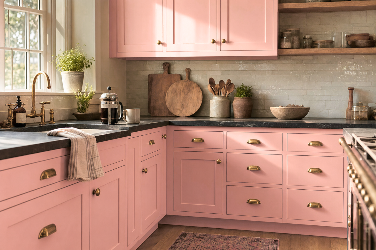 Faithful Rose by Valspar on cabinets
